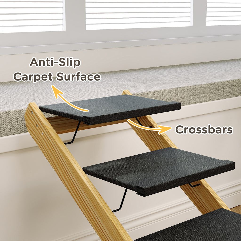 4-Step Adjustable Dog Ramp & Steps - Foldable Non-Slip Pet Stairs for Beds & Sofas, Large Dogs