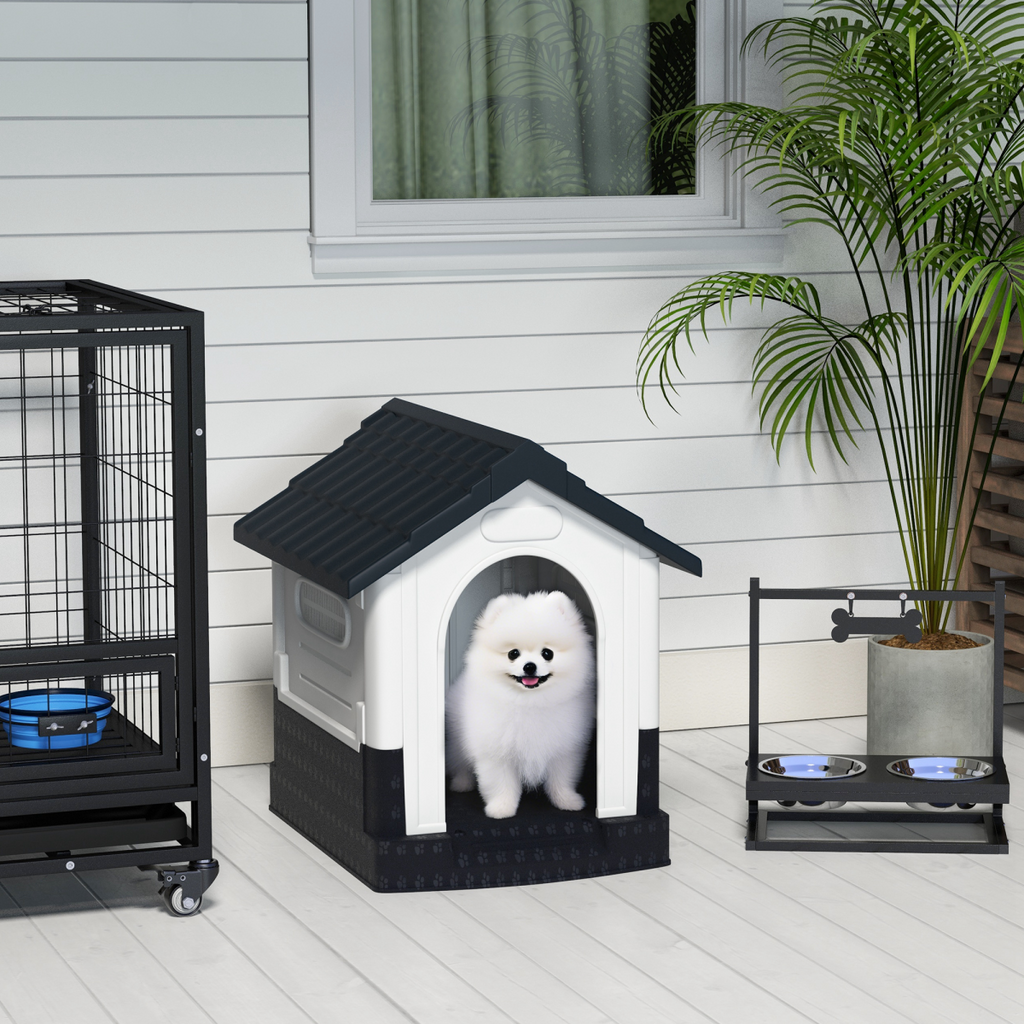 Outdoor Dog Kennel for XS Dogs - Weatherproof Puppy House, Grey