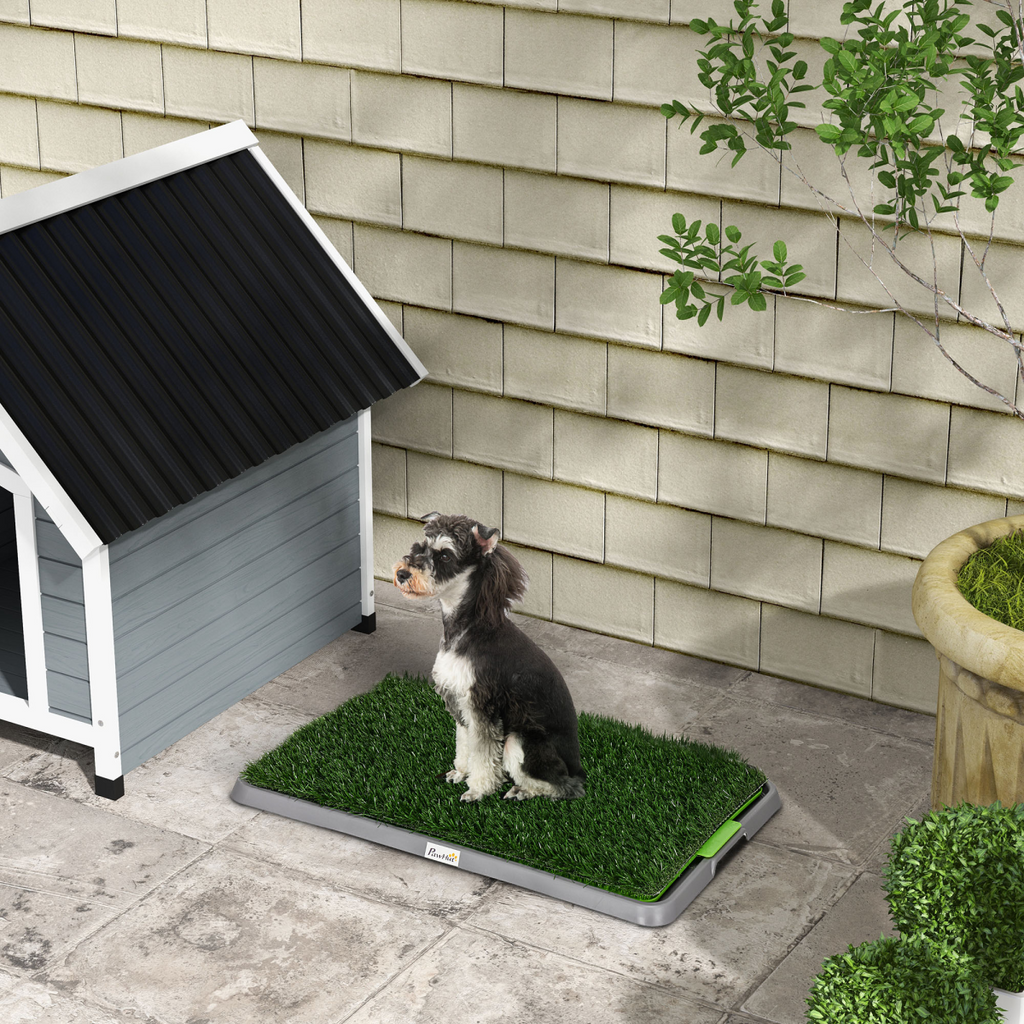 Dog Toilet Potty Tray with 2 Artificial Grass Pads, 67 x 41cm - Green