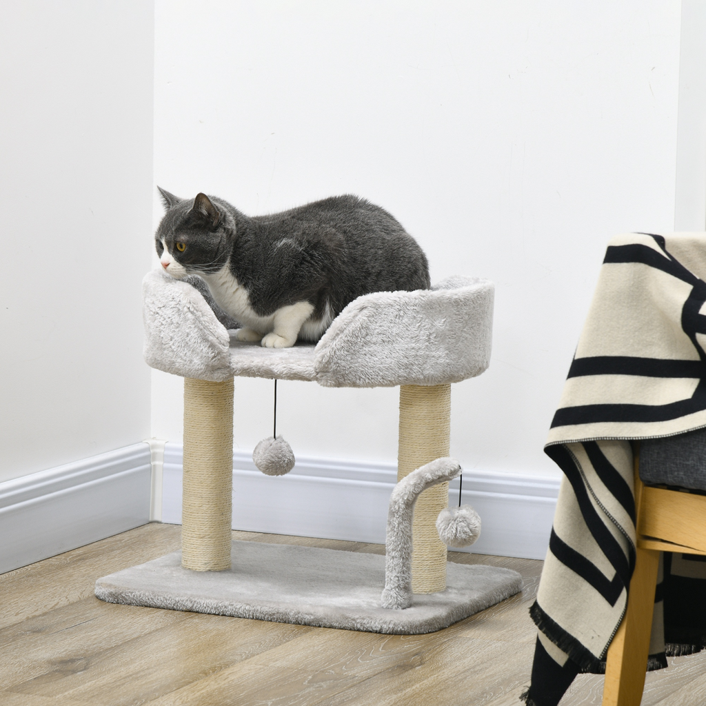 42cm Indoor Cat Tree - Kitty Play Tower with Toy Balls and Sisal Post