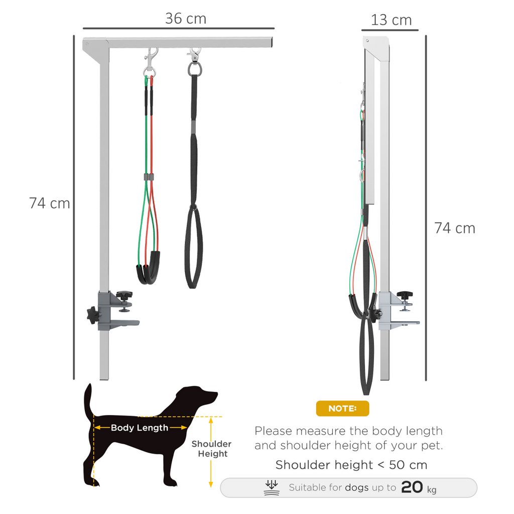 Adjustable Foldable Pet Grooming Arm Clamp | Loop & Haunch Holders (Medium Dogs)