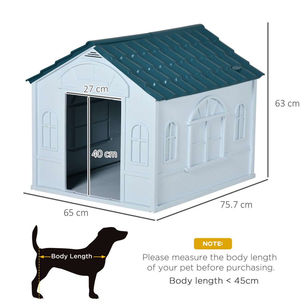 Weather-Resistant Dog House - Puppy Shelter for Medium Dogs, Blue