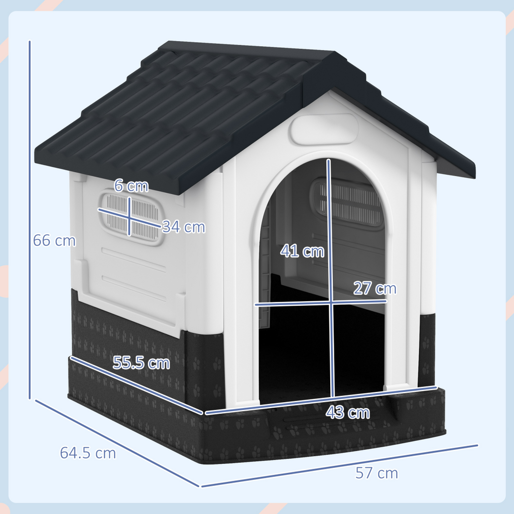 Outdoor Dog Kennel for XS Dogs - Weatherproof Puppy House, Grey
