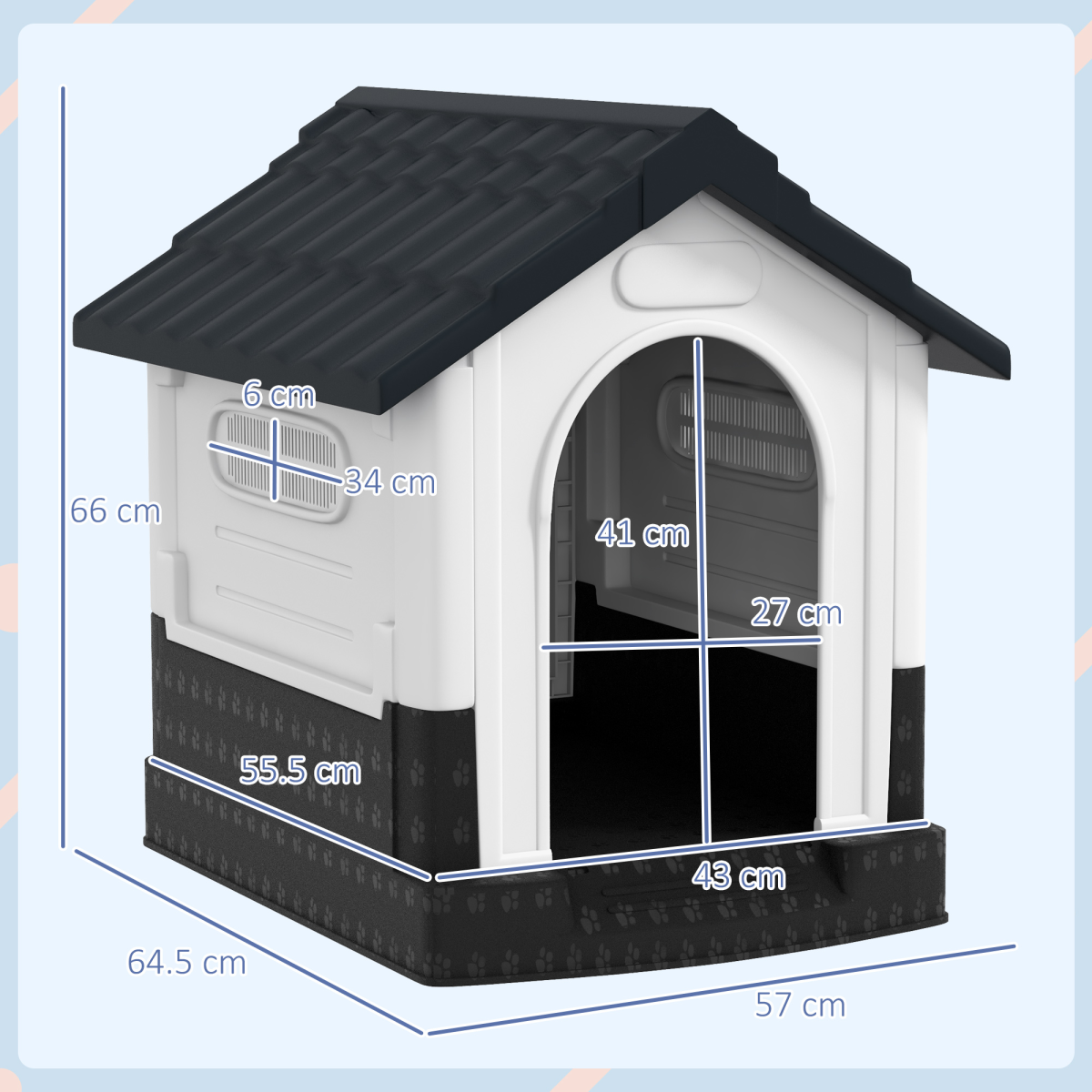 Outdoor Dog Kennel for XS Dogs - Weatherproof Puppy House, Grey