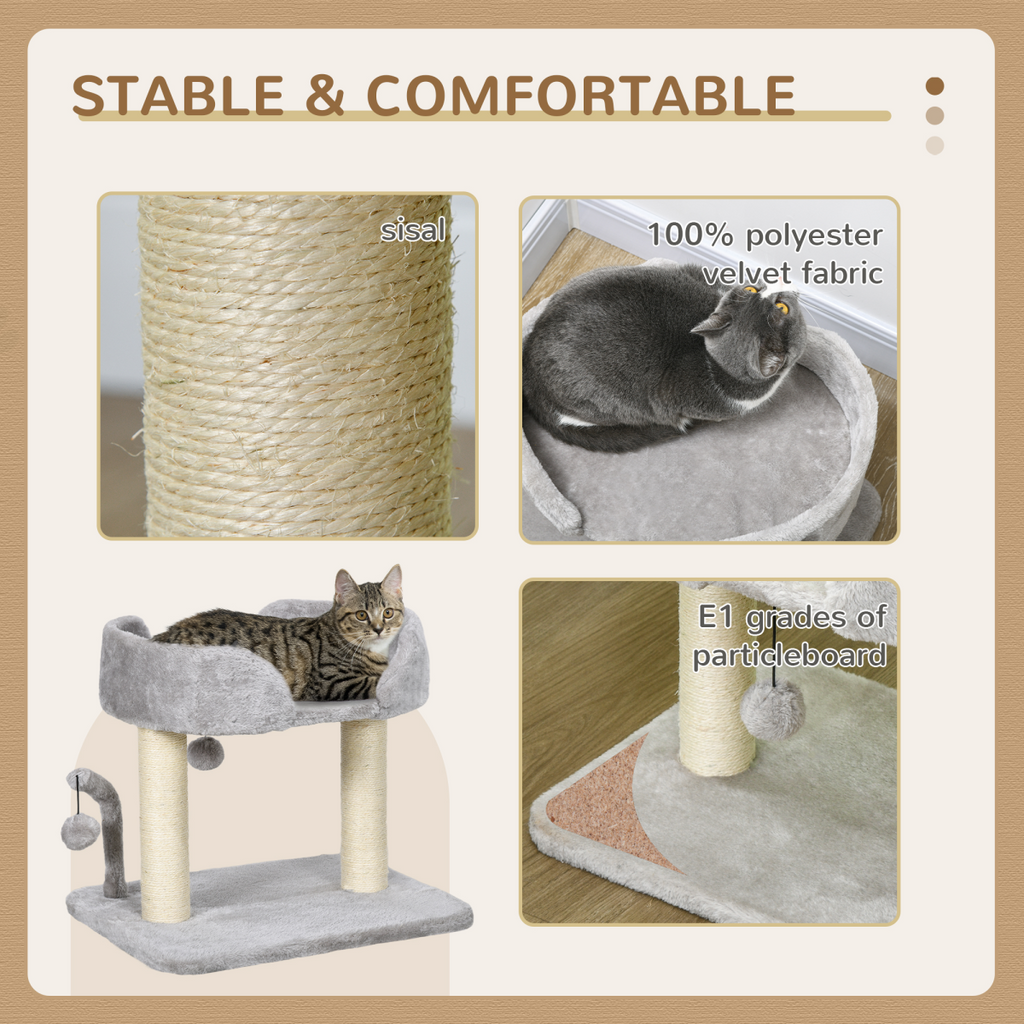 42cm Indoor Cat Tree - Kitty Play Tower with Toy Balls and Sisal Post