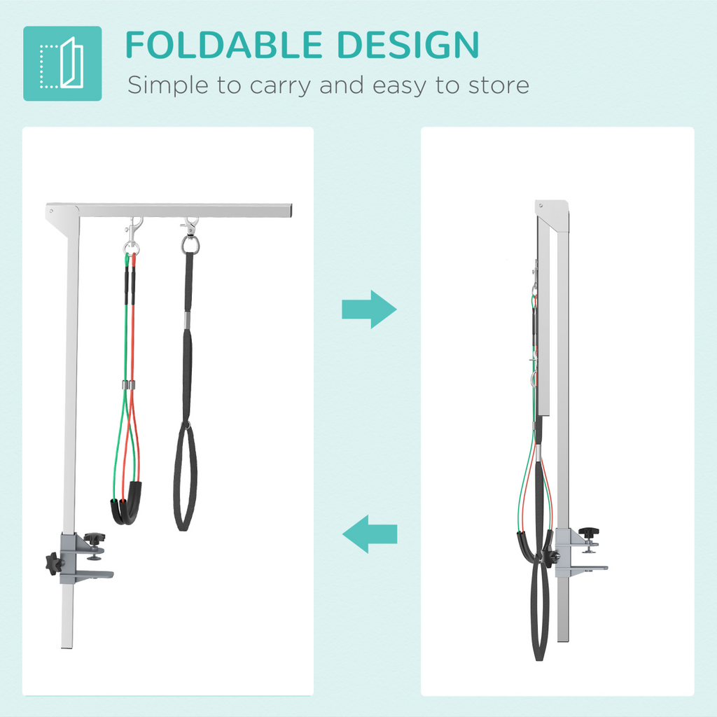Adjustable Foldable Pet Grooming Arm Clamp | Loop & Haunch Holders (Medium Dogs)