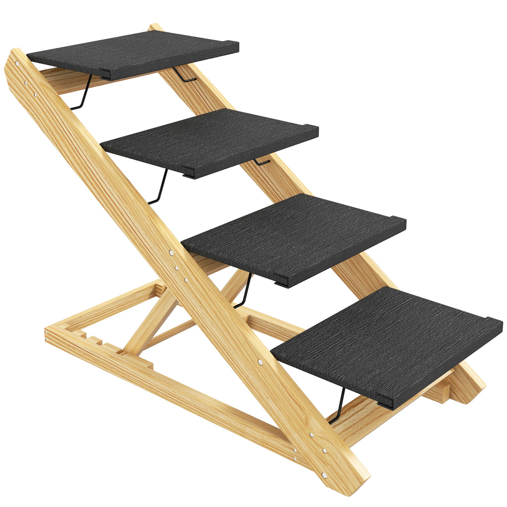 4-Step Adjustable Dog Ramp & Steps - Foldable Non-Slip Pet Stairs for Beds & Sofas, Large Dogs