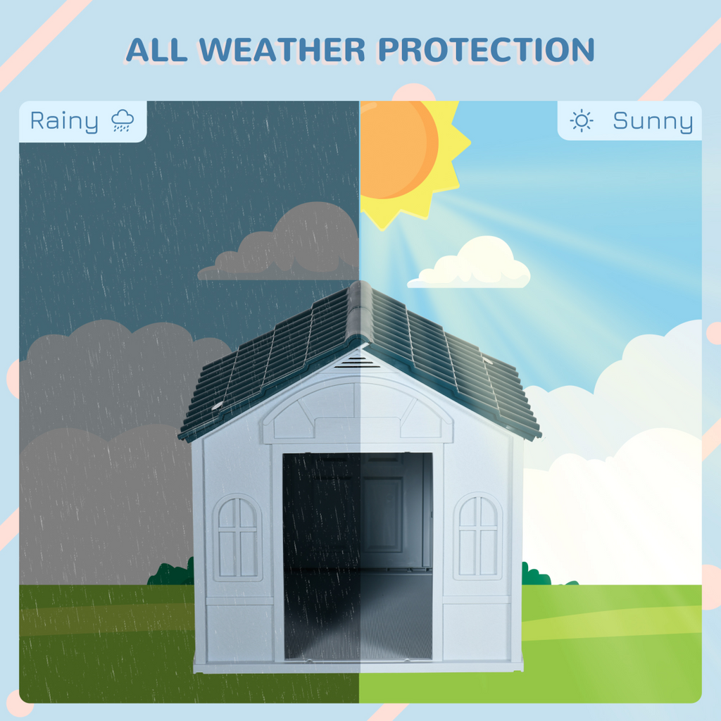 Weather-Resistant Dog House - Puppy Shelter for Medium Dogs, Blue