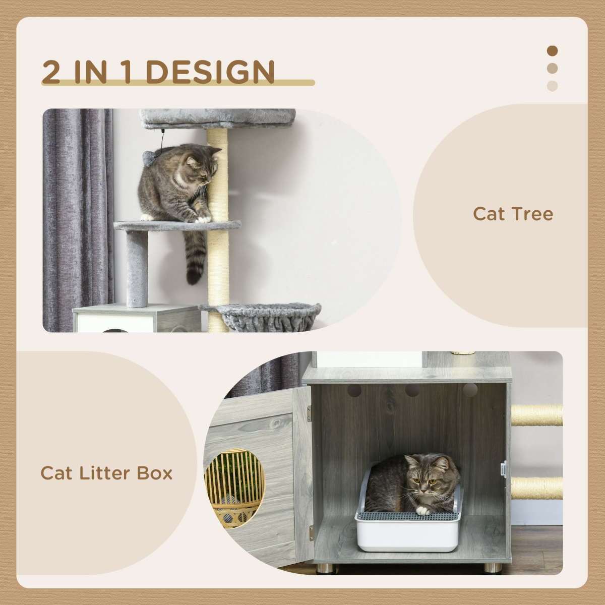 Cat Litter Box Enclosure with Cat House, Bed, Scratching Posts and Platform