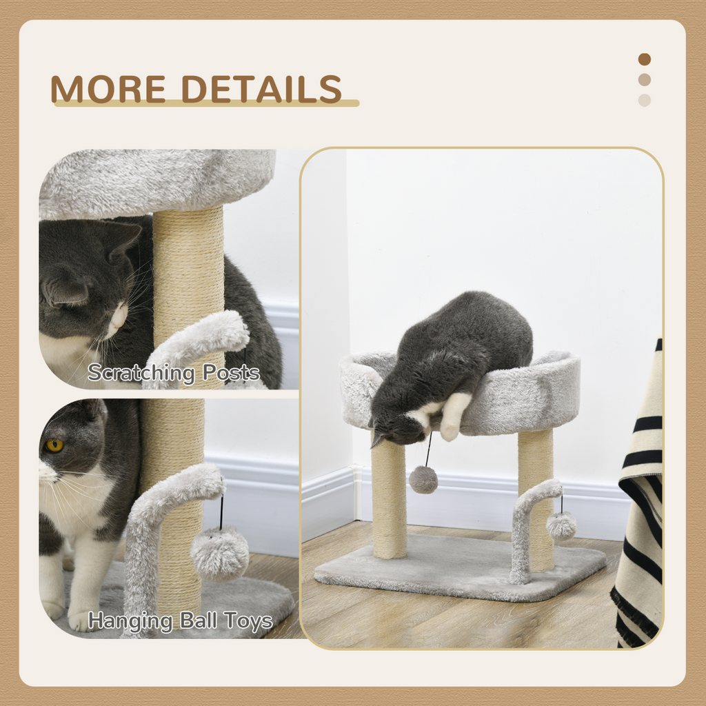 42cm Indoor Cat Tree - Kitty Play Tower with Toy Balls and Sisal Post