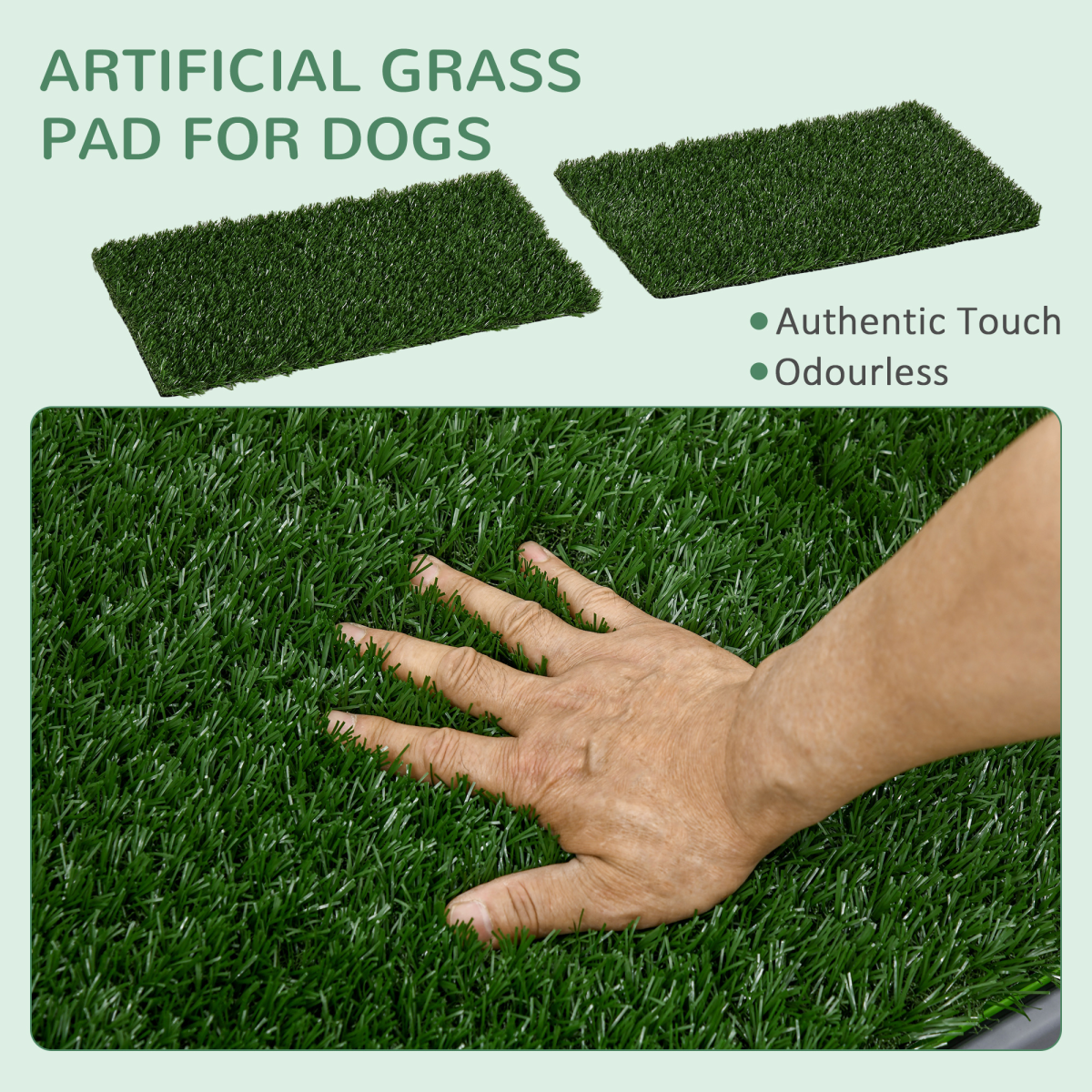 Dog Toilet Potty Tray with 2 Artificial Grass Pads, 67 x 41cm - Green