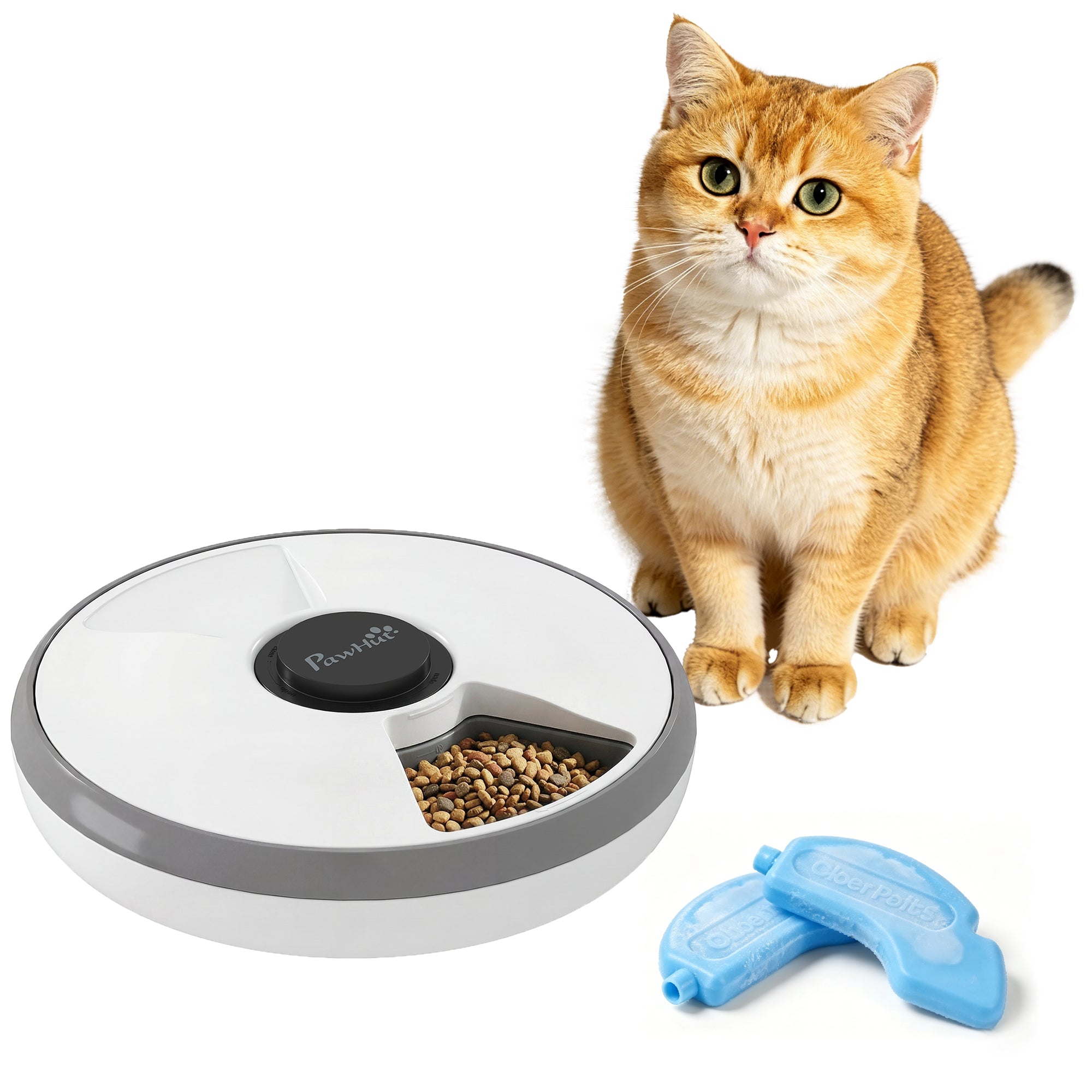 Automatic Cat Feeder Programmable Timer for Dry Wet Food, Cat Food Dispenser with Ice Pack for 6 Meals