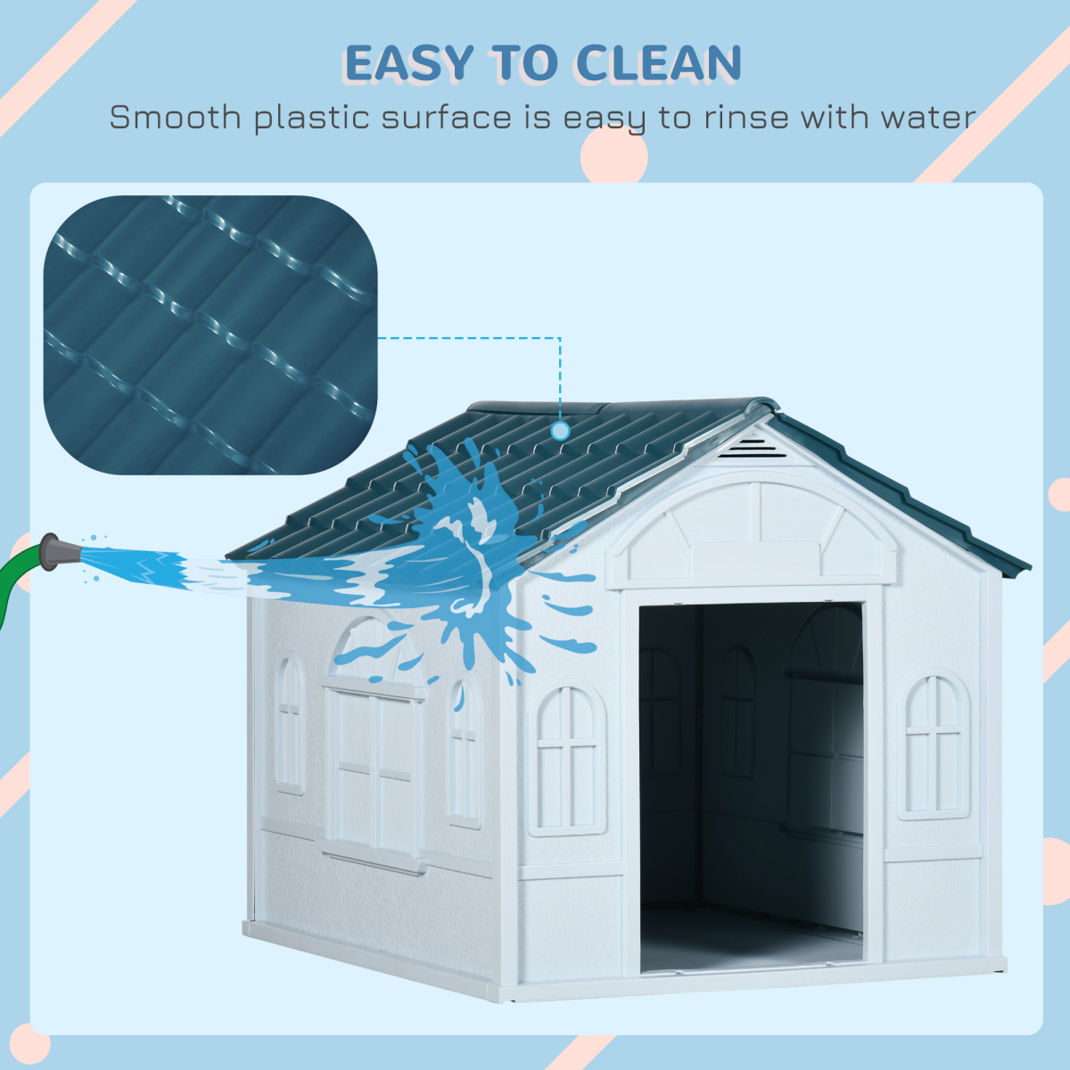 Weather-Resistant Dog House - Puppy Shelter for Medium Dogs, Blue