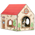 2-in-1 Cat Scratcher House with Catnip - Cardboard Scratching Board & Lounger for Indoor Cats