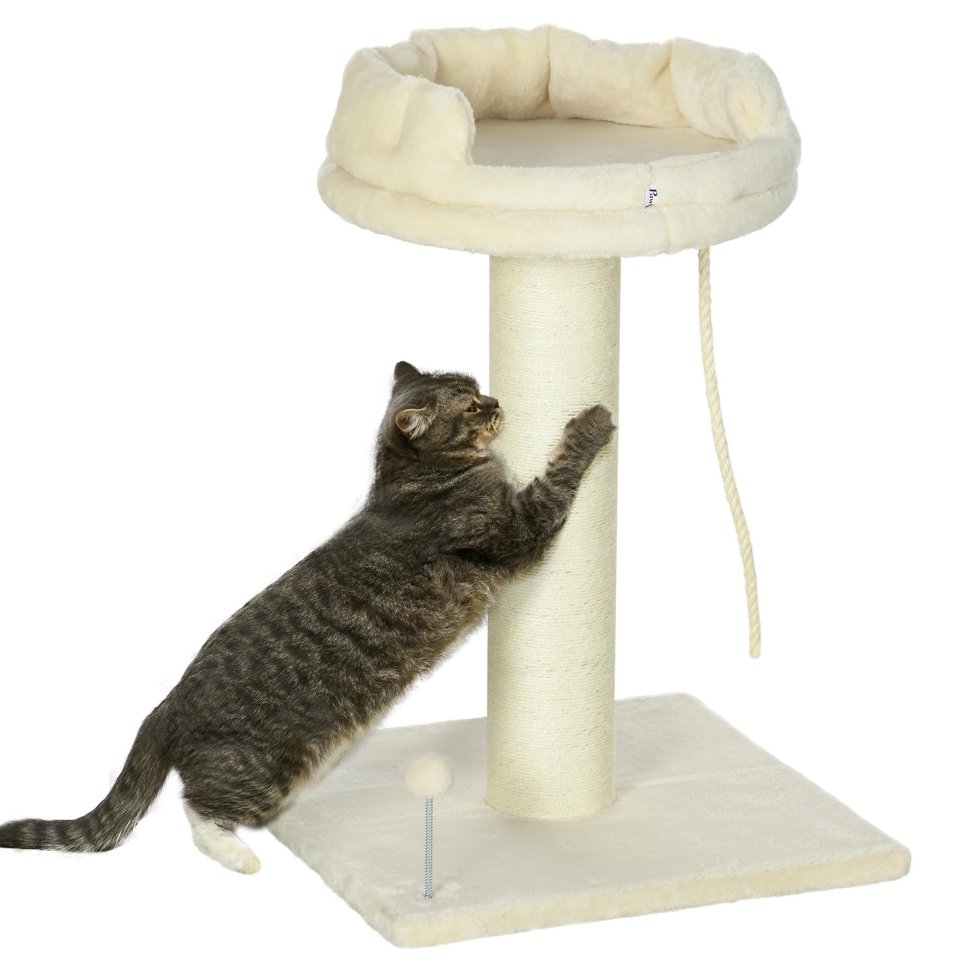 Cat Tree with Sisal Wrapped Scratching Post - Cream