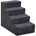 4-Step Dog Stairs with Washable Plush Cover - Pet Steps for High Beds & Sofas, Small Dogs & Cats (Dark Grey)