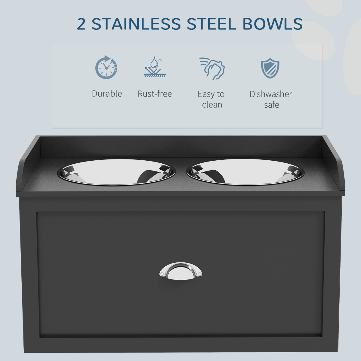 Stainless Steel Raised Dog Bowl Station with 21L Storage Drawer