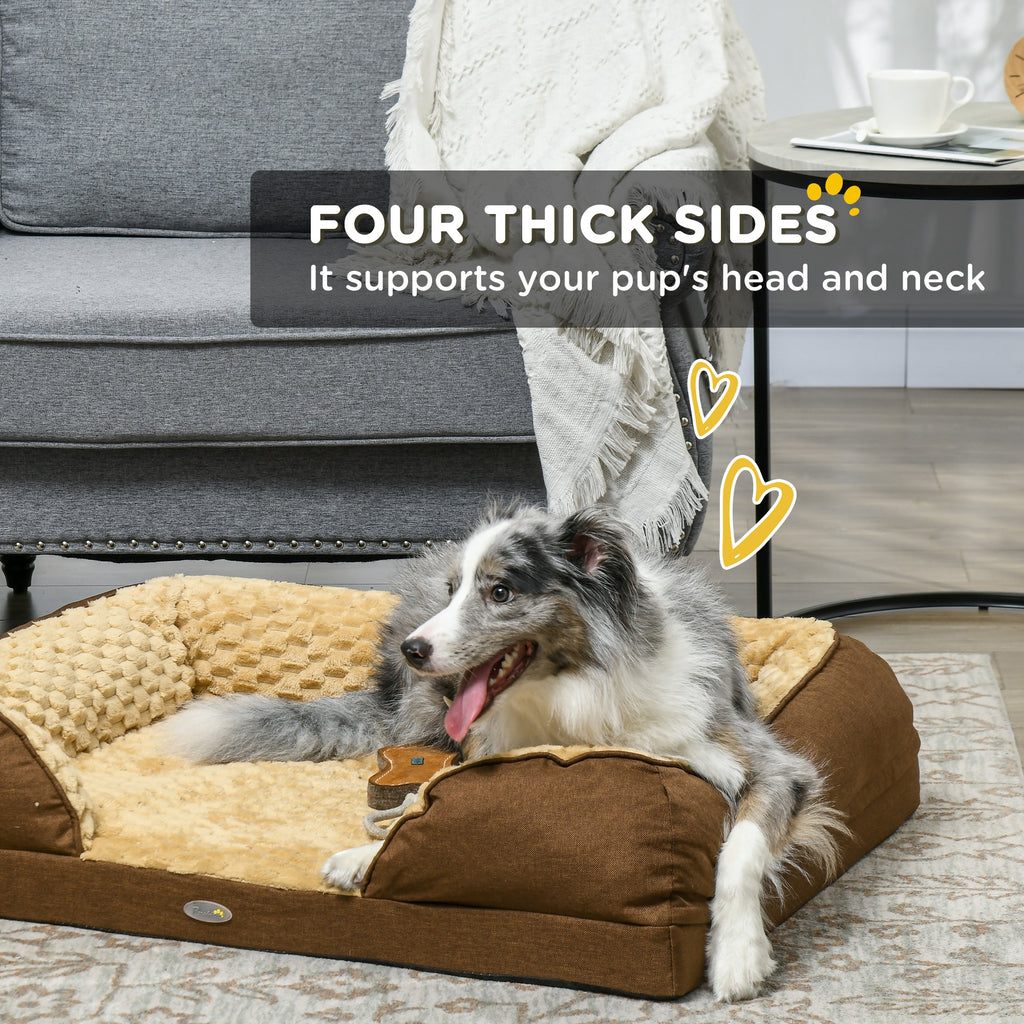 Calming Dog Bed Pet Mattress with Removable Cover, Anti-Slip Bottom, for Medium Dogs, 90L x 69W x 21Hcm - Brown