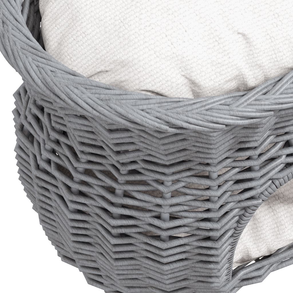 2-Tier Willow Pet Bed and Condo - Handwoven Cat House Basket, Grey