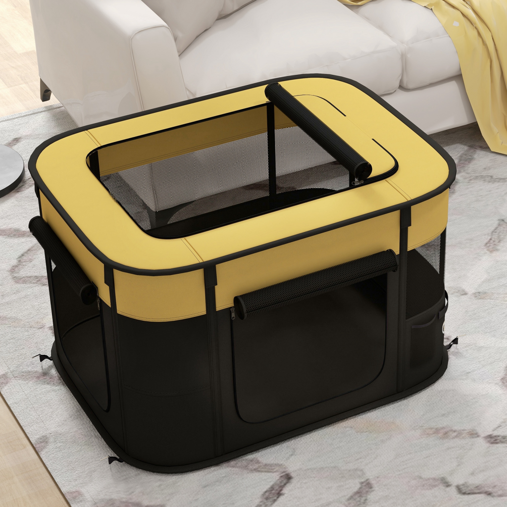 Portable Pet Playpen for Puppies, Rabbits, Kittens and Guinea Pigs - Yellow