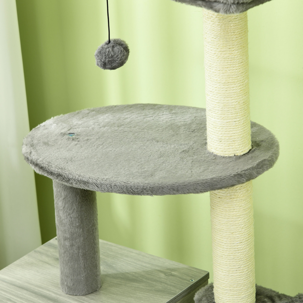 Cat Litter Box Enclosure with Cat House, Bed, Scratching Posts and Platform