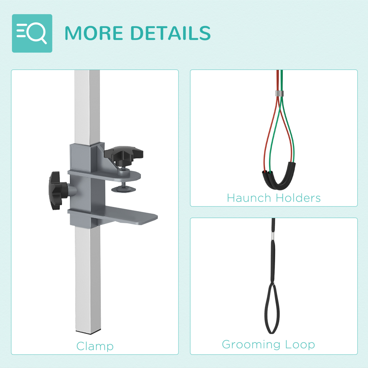 Adjustable Foldable Pet Grooming Arm Clamp | Loop & Haunch Holders (Medium Dogs)