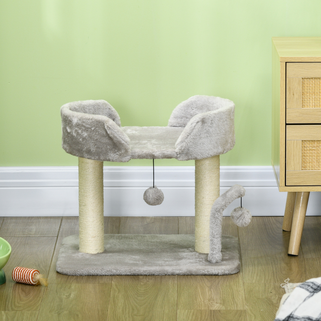 42cm Indoor Cat Tree - Kitty Play Tower with Toy Balls and Sisal Post