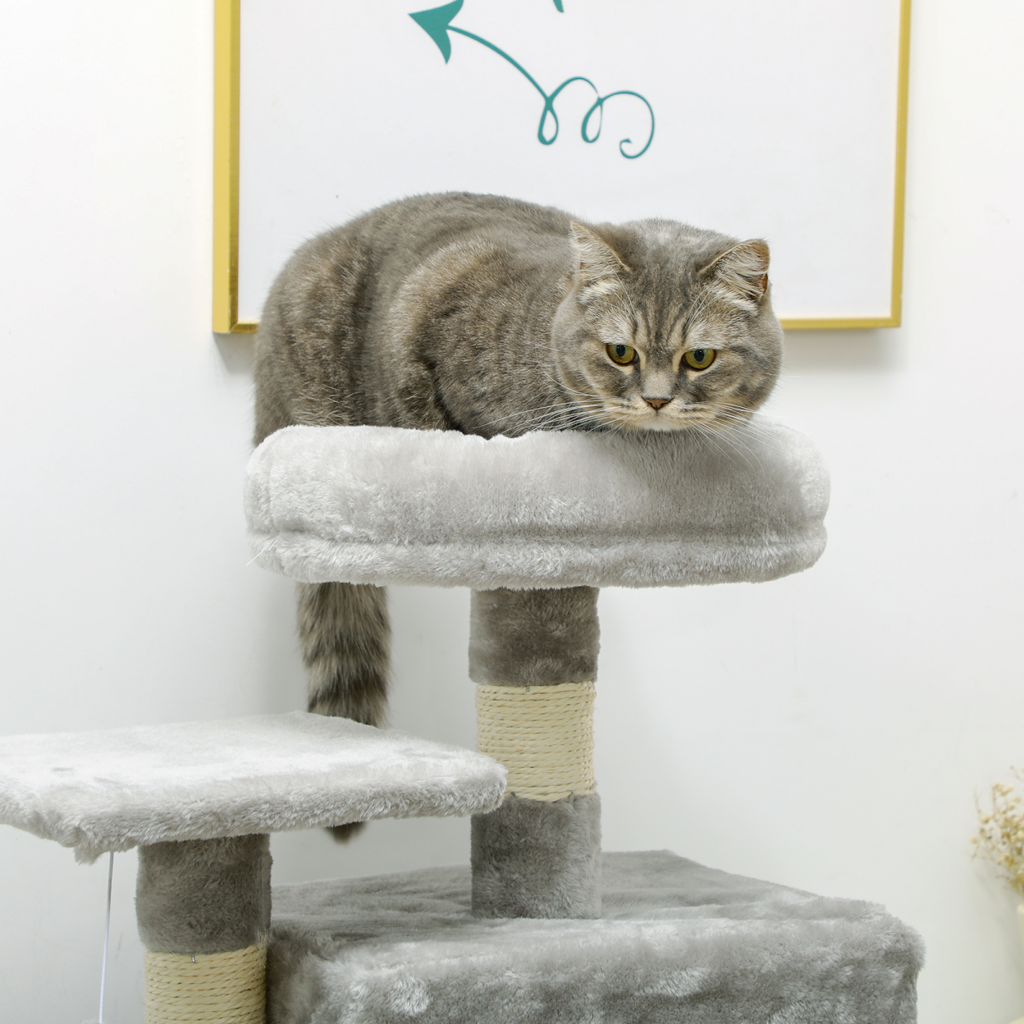132cm Multi-Activity Cat Tree with House, Baskets, Hammock and Ladder - Grey