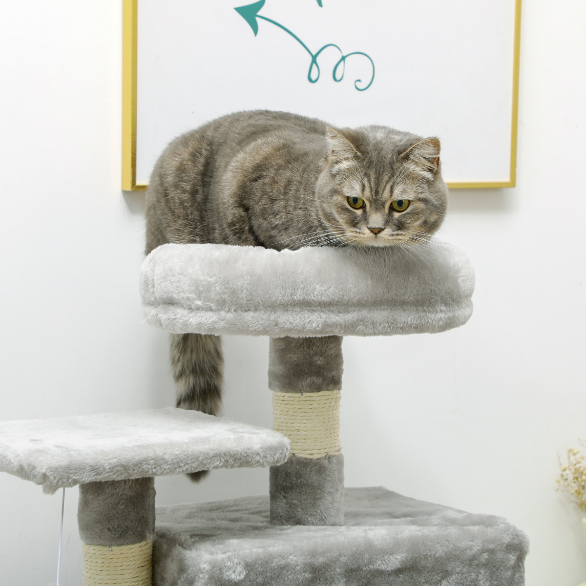 132cm Multi-Activity Cat Tree with House, Baskets, Hammock and Ladder - Grey