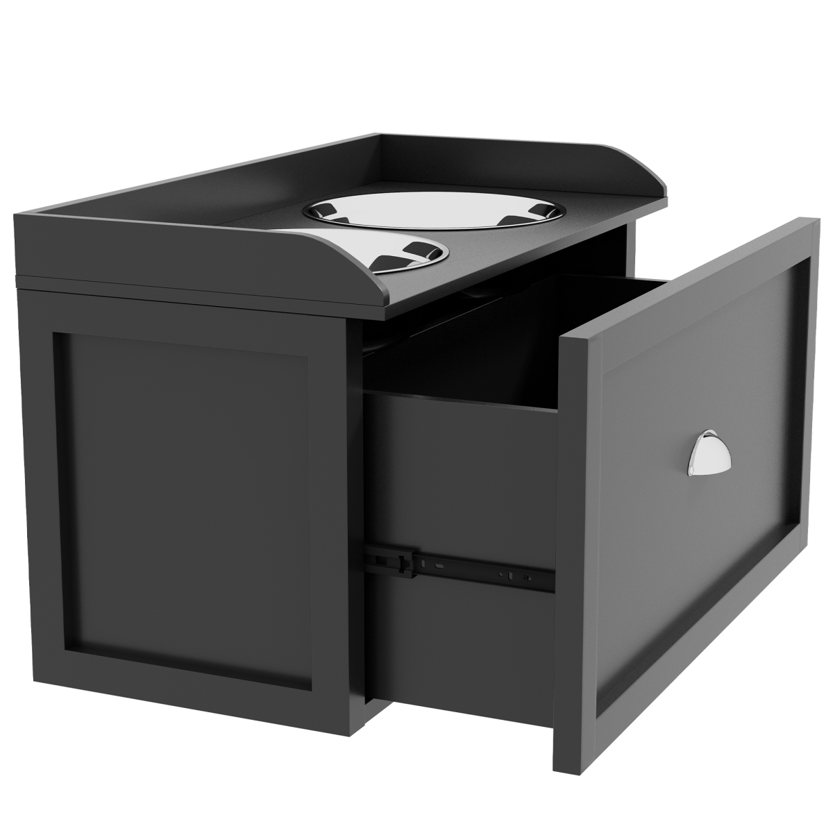 Stainless Steel Raised Dog Bowl Station with 21L Storage Drawer
