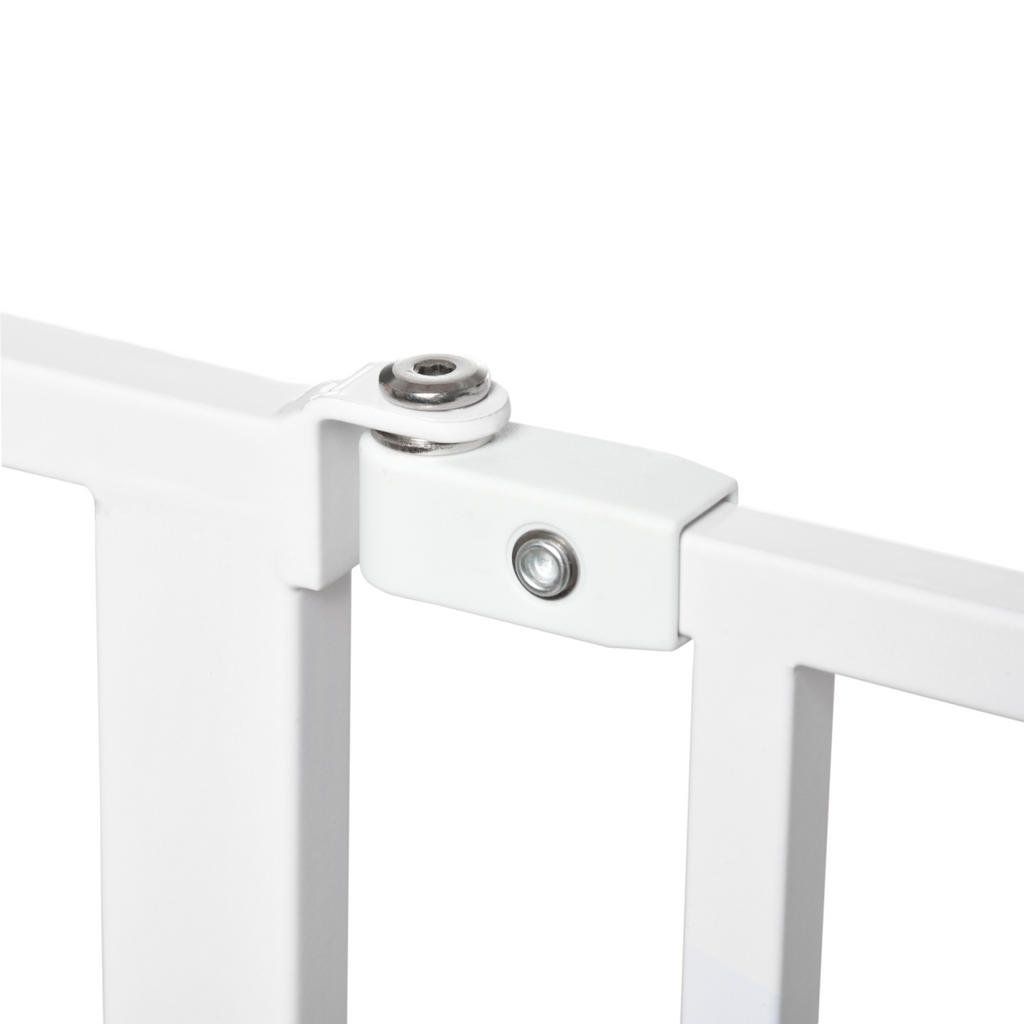 Wide Dog Stair Gate with Door - Pressure Fit, 75-95cm, White