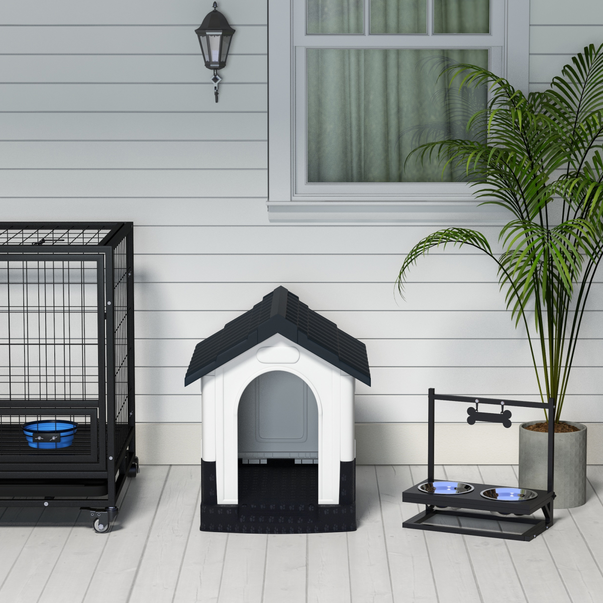 Outdoor Dog Kennel for XS Dogs - Weatherproof Puppy House, Grey