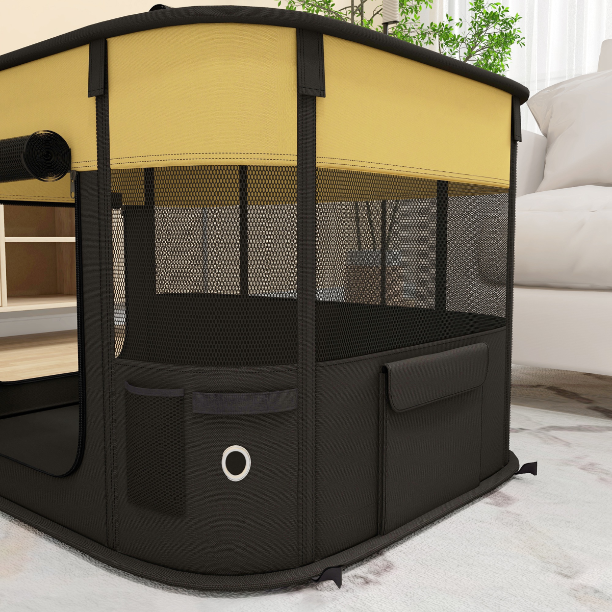 Portable Pet Playpen for Puppies, Rabbits, Kittens and Guinea Pigs - Yellow