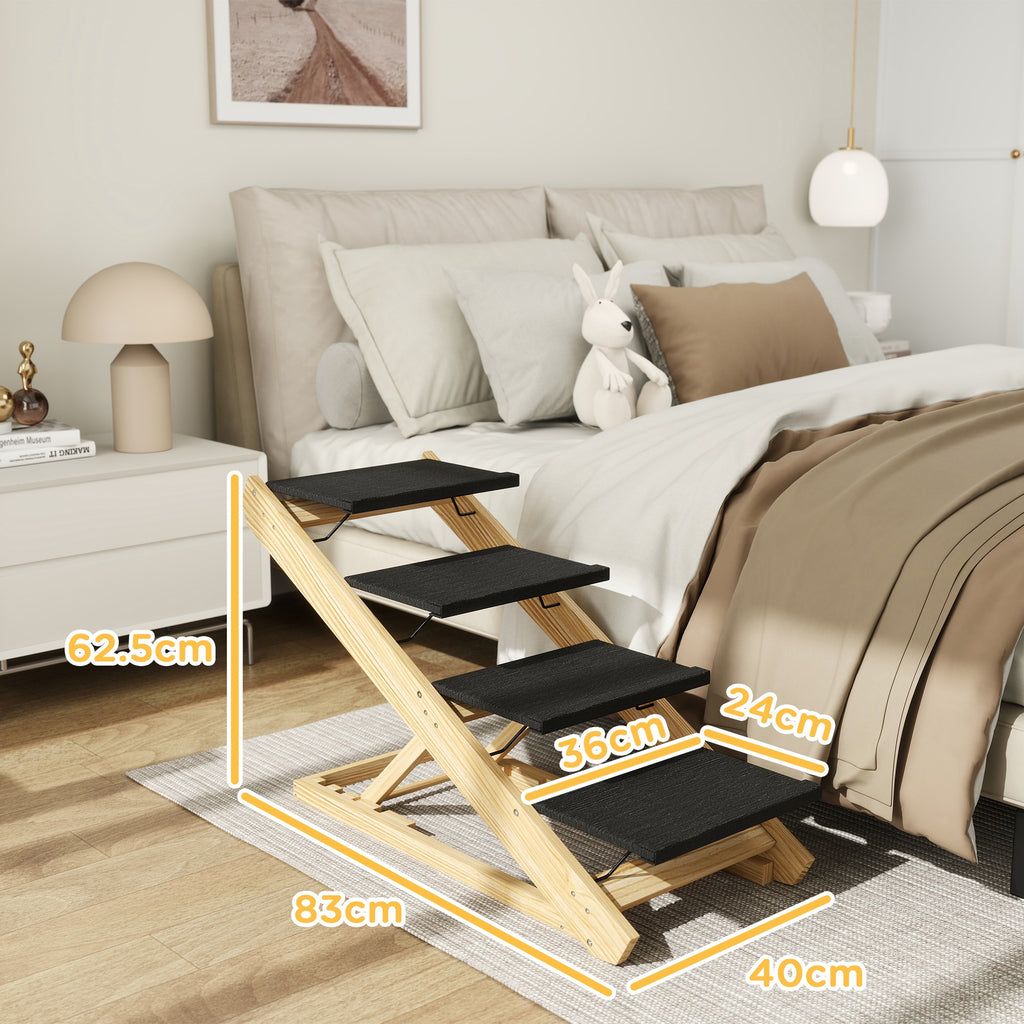 4-Step Adjustable Dog Ramp & Steps - Foldable Non-Slip Pet Stairs for Beds & Sofas, Large Dogs