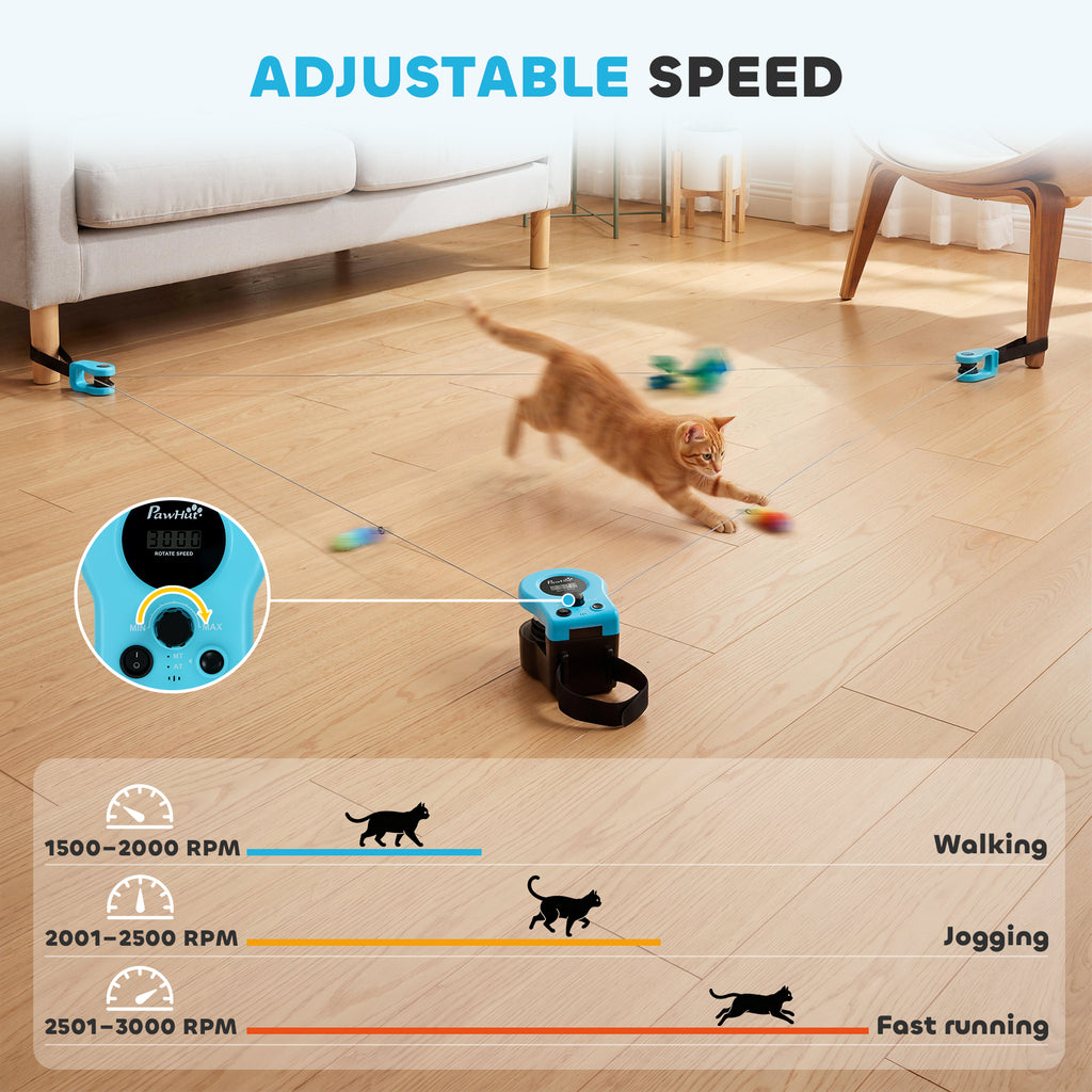 Interactive Cat Toy for Indoor Kittens & Adult with Adjustable Speed, DIY Track & Mouse Sound