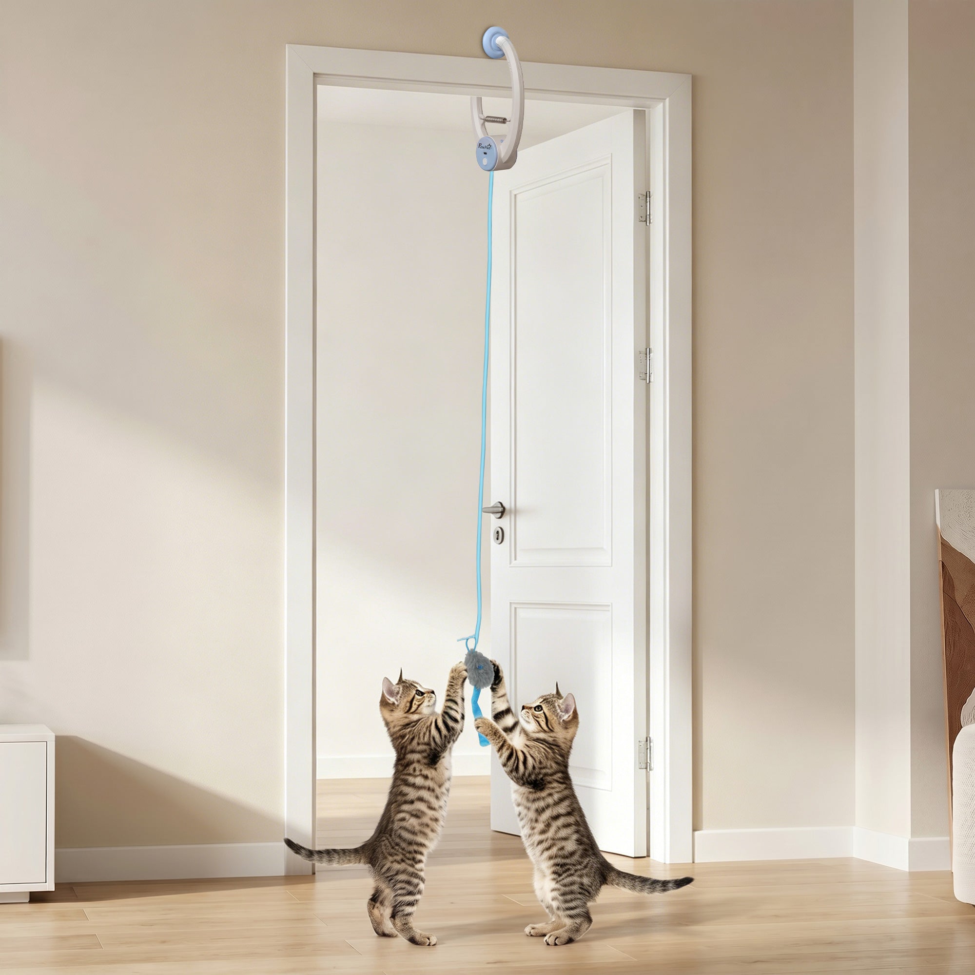 Interactive Cat Toys for Indoor Kittens & Adult, USB Rechargeable Door Hanging Bouncing Mouse Teaser