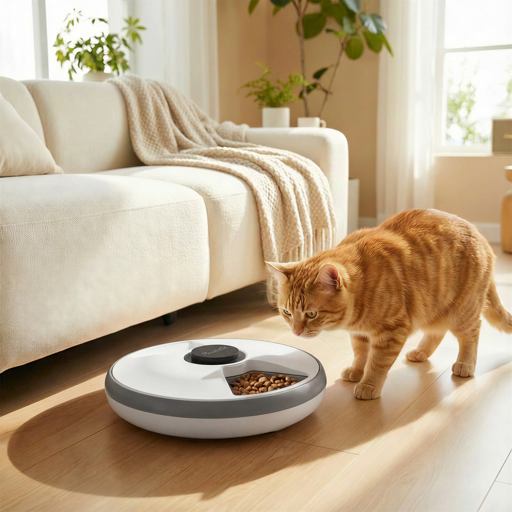 Automatic Cat Feeder Programmable Timer for Dry Wet Food, Cat Food Dispenser with Ice Pack for 6 Meals