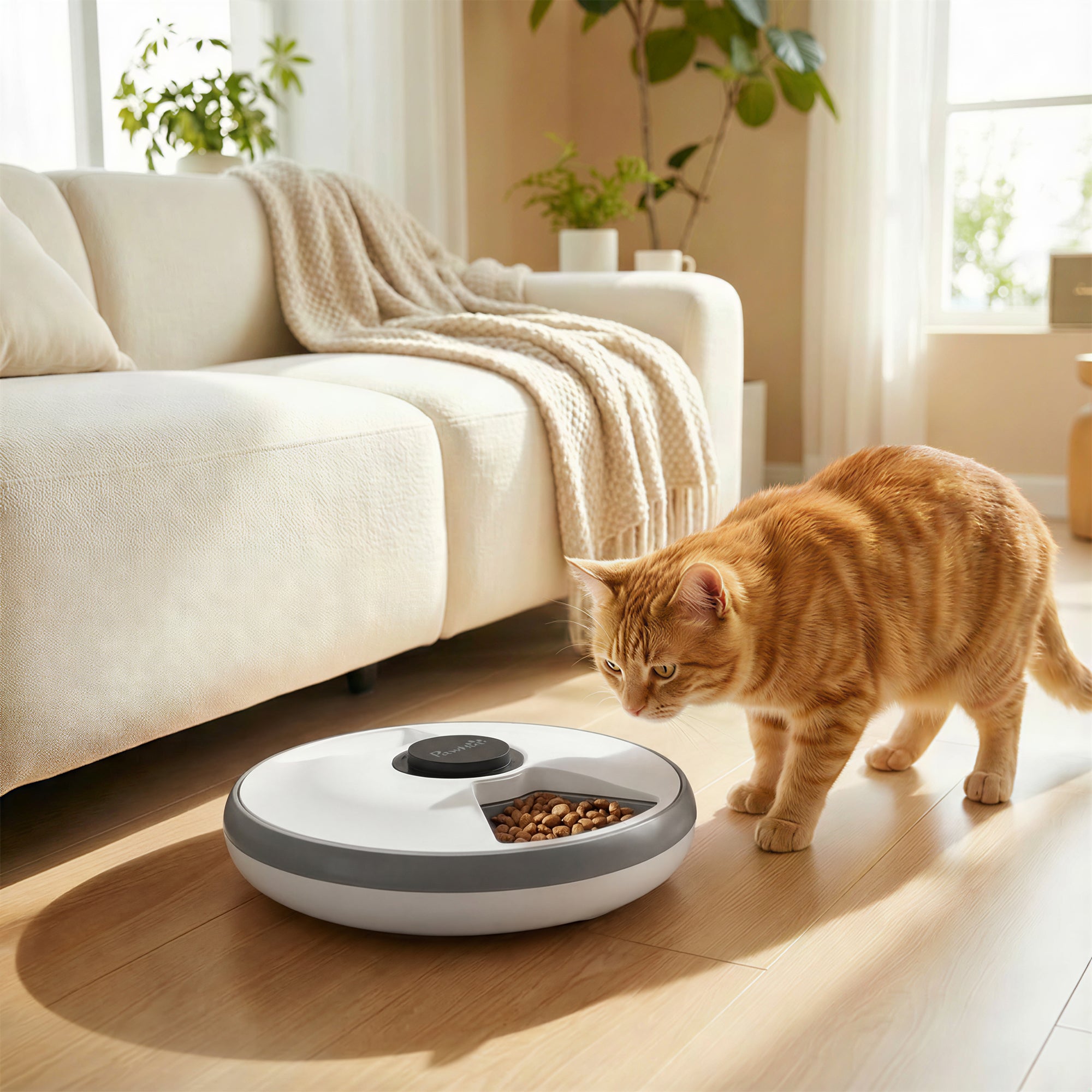 Automatic Cat Feeder Programmable Timer for Dry Wet Food, Cat Food Dispenser with Ice Pack for 6 Meals