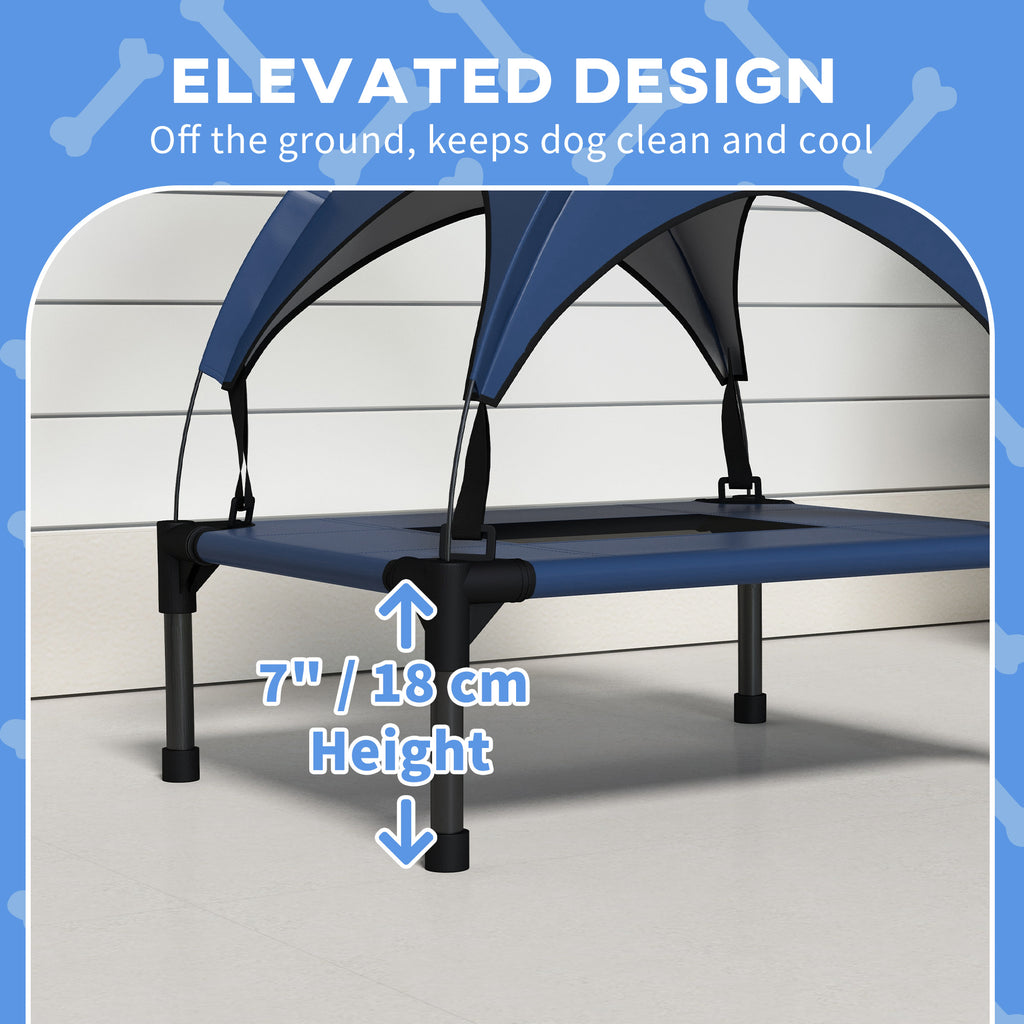 Cooling Raised Pet Bed with Washable Breathable Mesh, for Mini Small Dogs, 61 x 46 x 63cm - Dark Blue