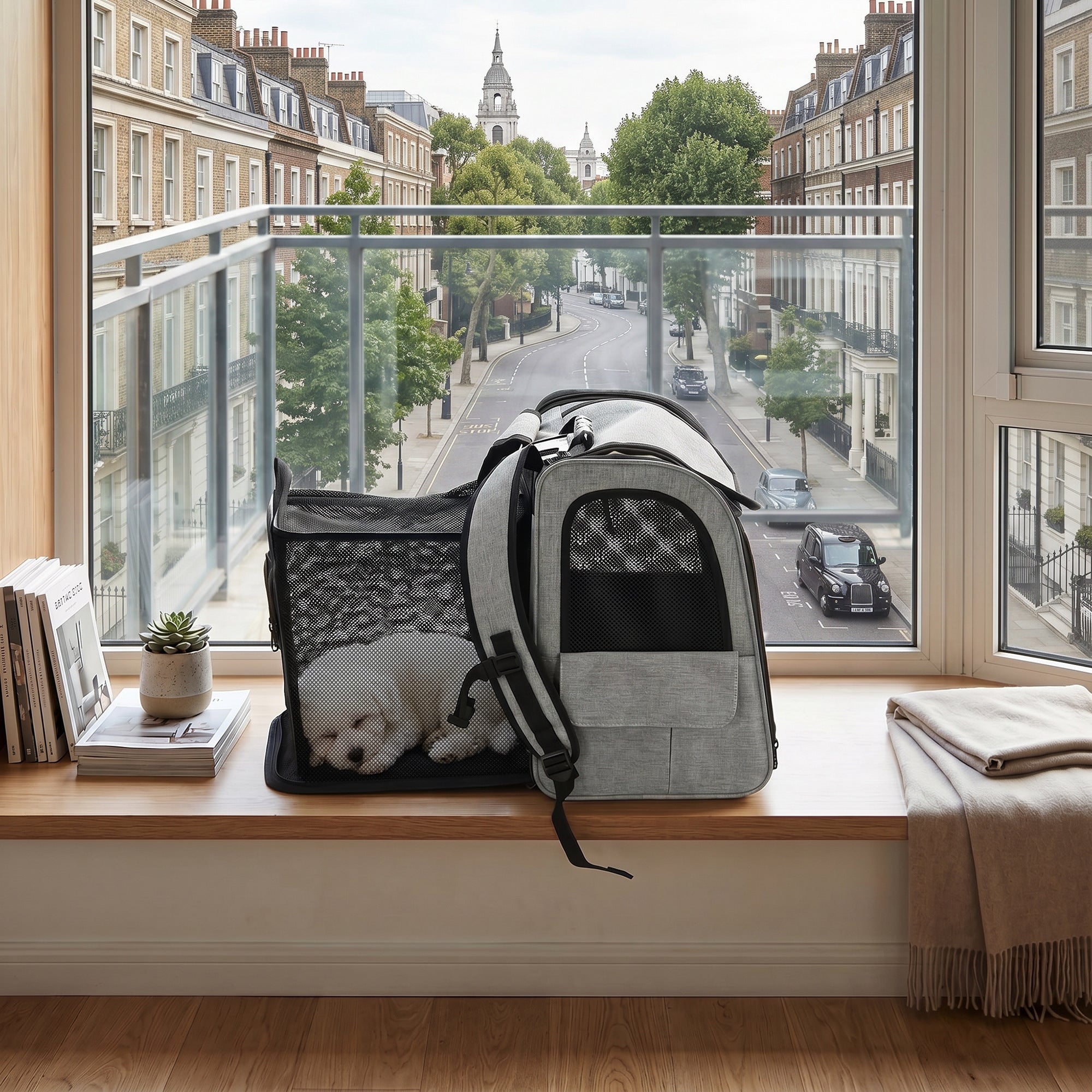 Dog Carrier Backpack Expandable, Breathable Pet Carrier Bag for Small Puppy & Cat with Reflective Strip for Travel & Hiking