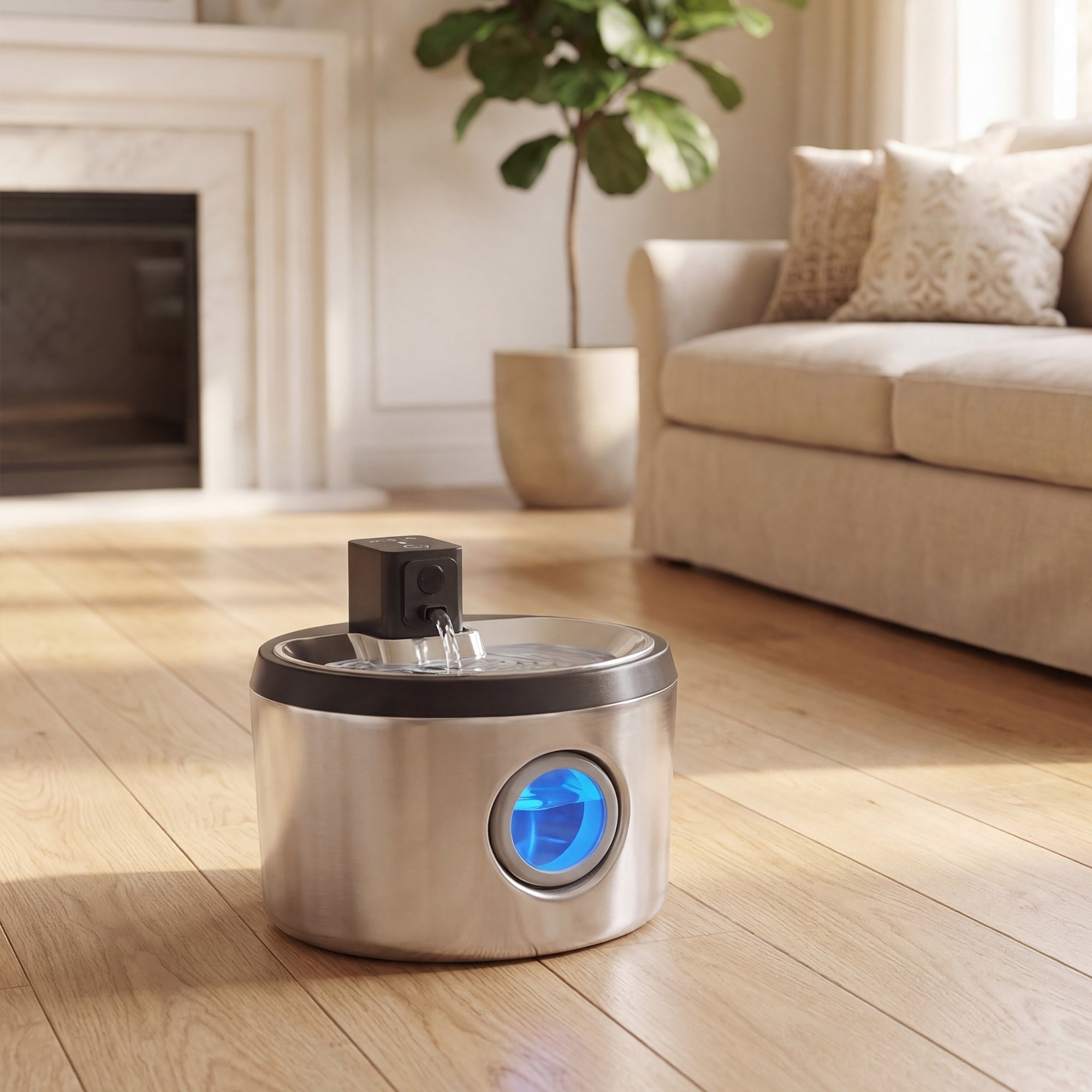 Wireless Cat Water Fountain | Stainless Steel 4L | Battery Operated, 6 Filters