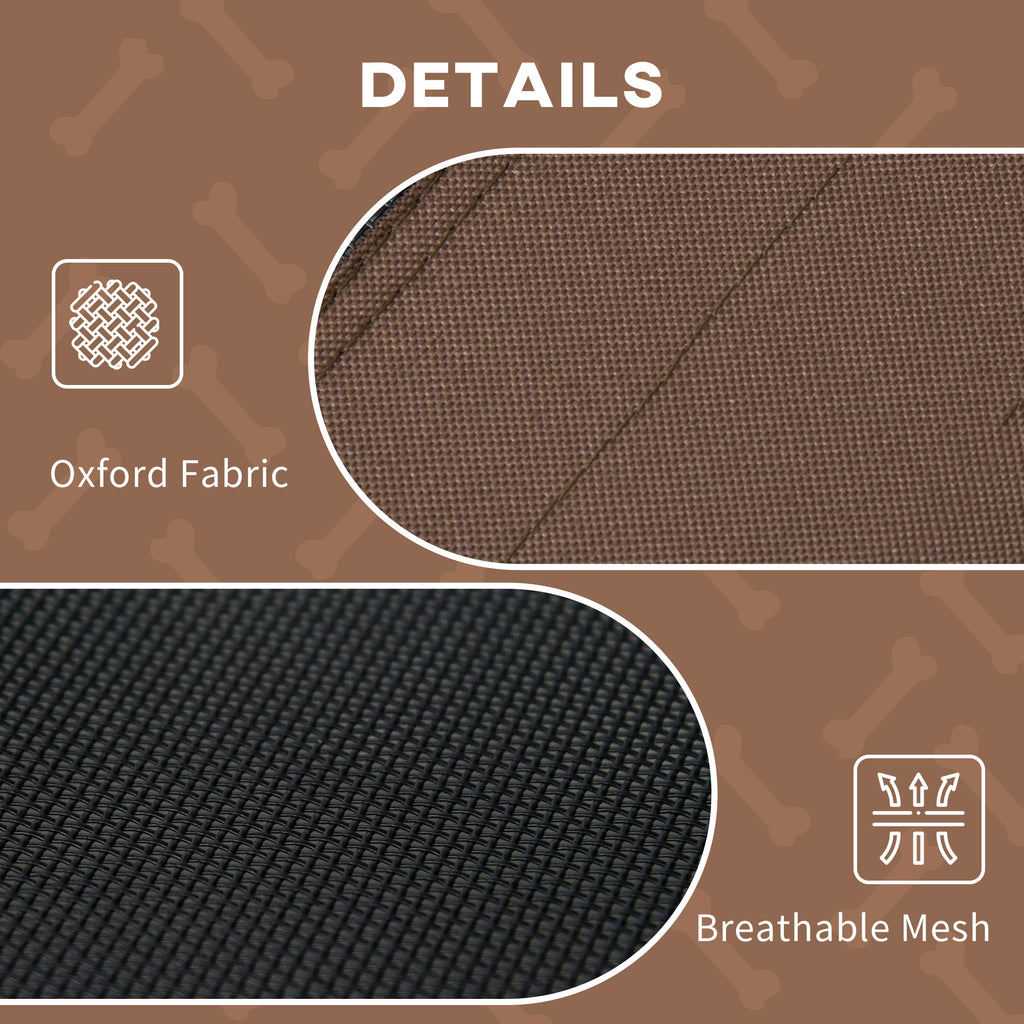 Outdoor Dog Bed with Removable Canopy, Portable Raised Dog Bed for Camping, Garden & Beach, Water-Resistant UV-Protection Mesh Pet Cot Sun Lounger, for Medium Pets, 76 x 61 x 73 cm, Brown