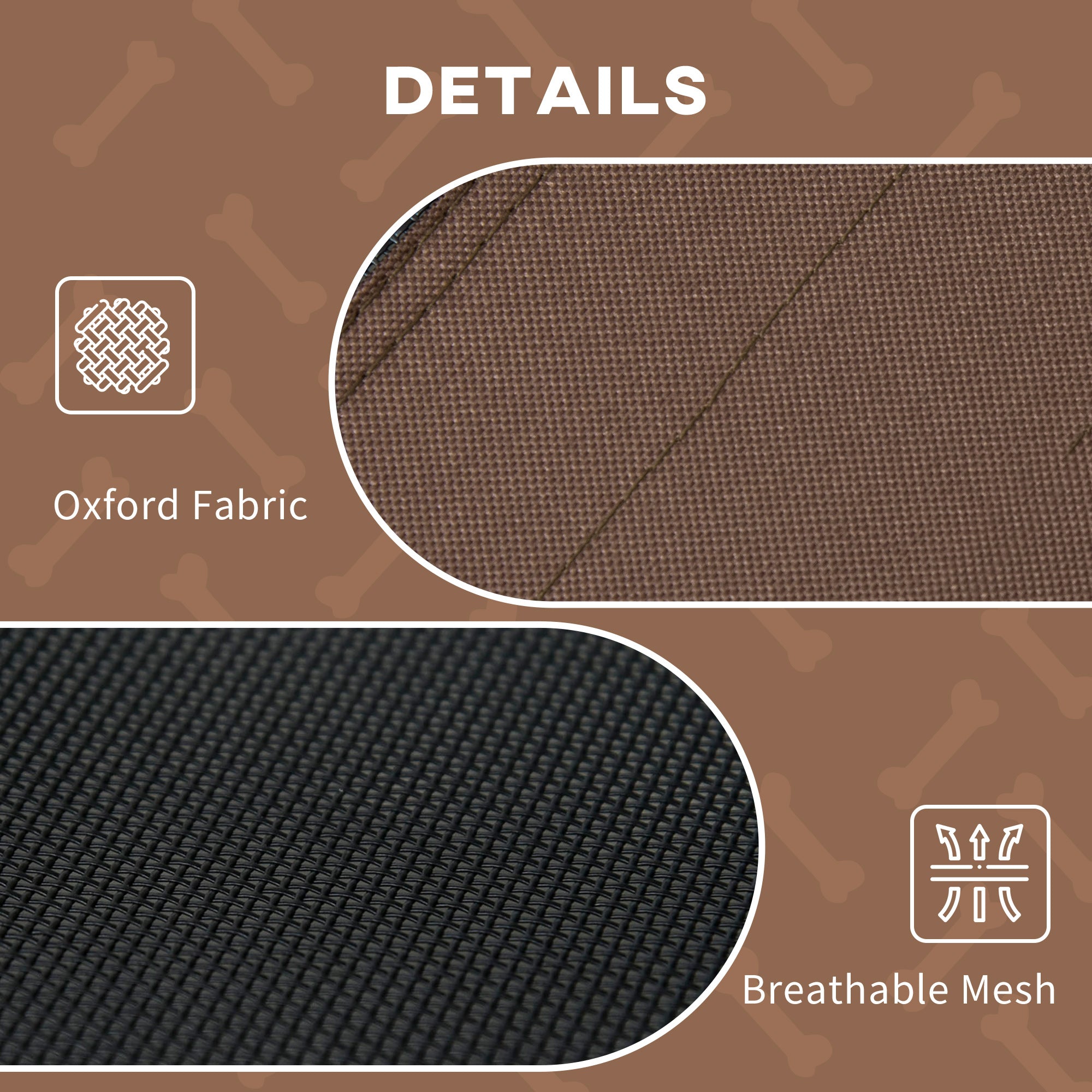 Outdoor Dog Bed with Removable Canopy, Portable Raised Dog Bed for Camping, Garden & Beach, Water-Resistant UV-Protection Mesh Pet Cot Sun Lounger, for Medium Pets, 76 x 61 x 73 cm, Brown