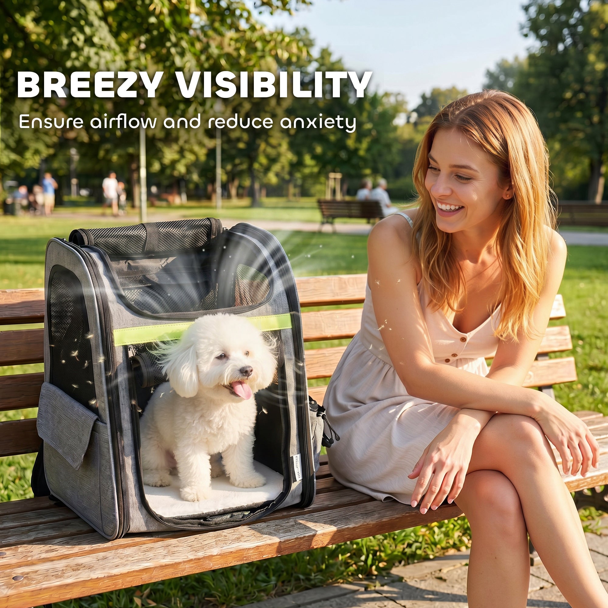 Dog Carrier Backpack Expandable, Breathable Pet Carrier Bag for Small Puppy & Cat with Reflective Strip for Travel & Hiking