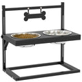 Dog Bowls with Stand, Adjustable Height Elevated Dog Bowls for Small Medium Large Dogs - Black
