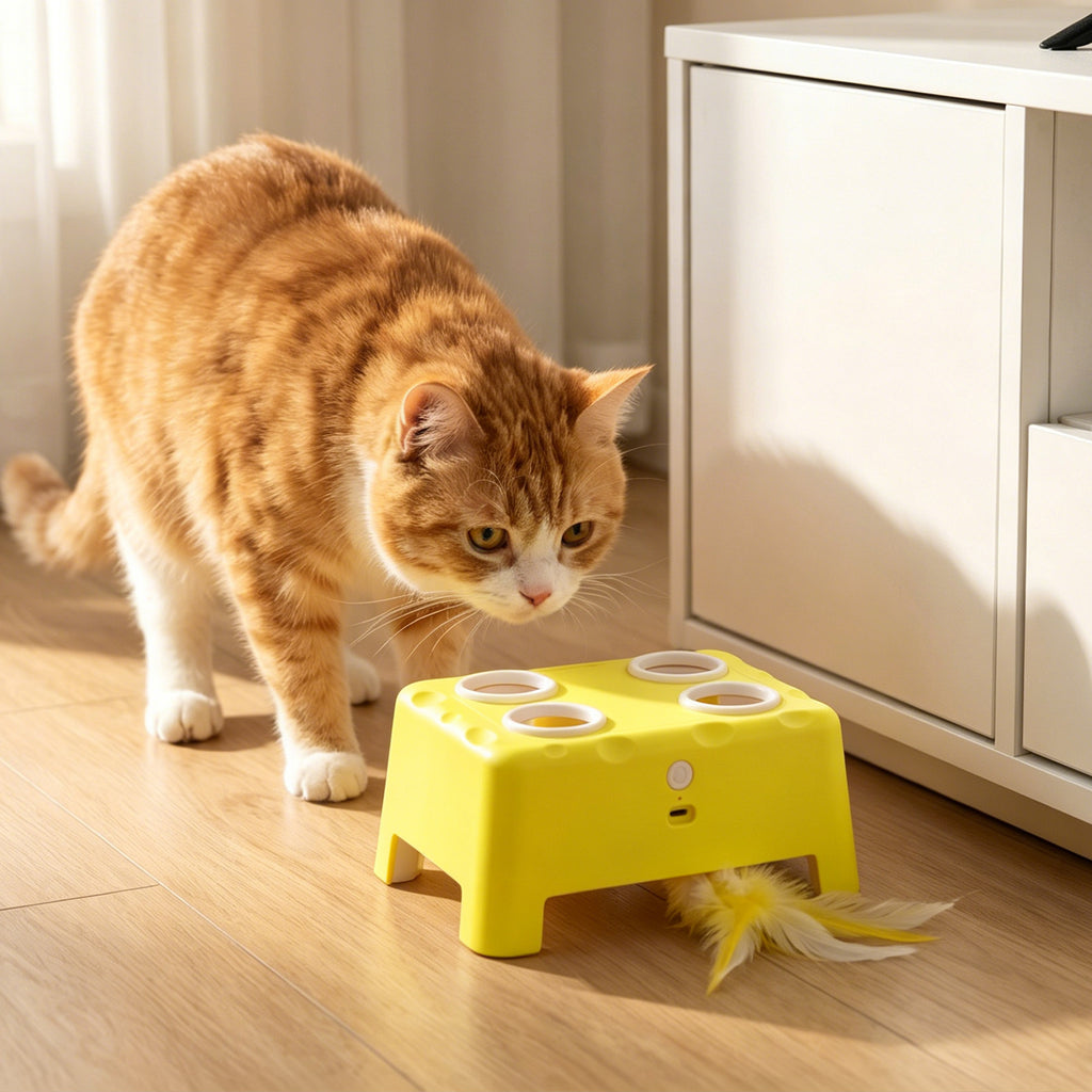 3-in-1 Interactive Cat Toy with Mouse & Feather Teaser, Rechargeable, Automatic for Indoor Kittens & Adult Cats