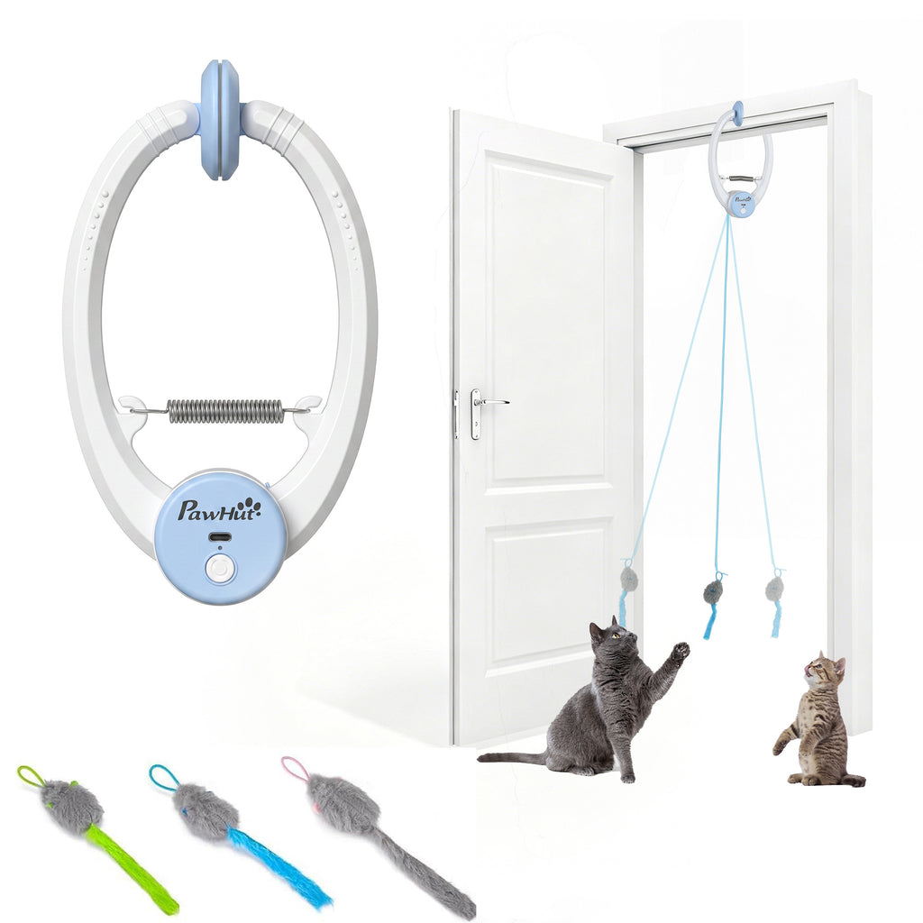 Interactive Cat Toys for Indoor Kittens & Adult, USB Rechargeable Door Hanging Bouncing Mouse Teaser
