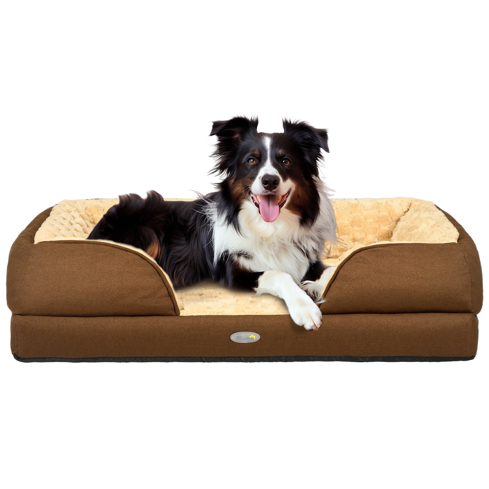 Calming Dog Bed Pet Mattress with Removable Cover, Anti-Slip Bottom, for Medium Dogs, 90L x 69W x 21Hcm - Brown