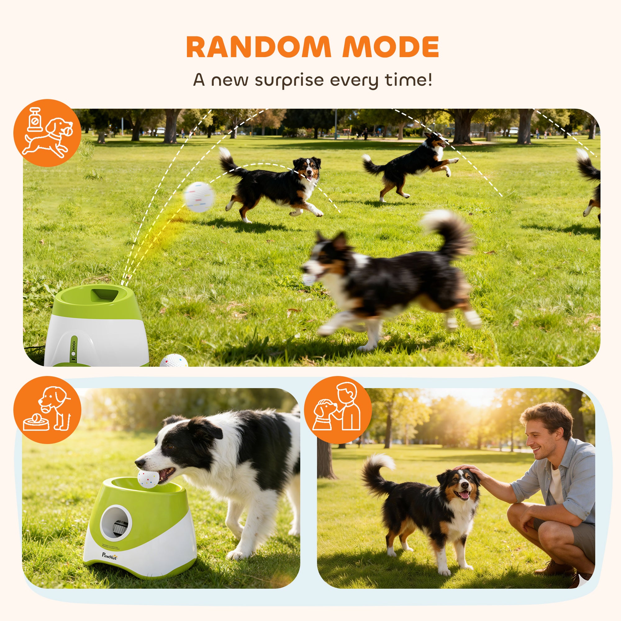 Automatic Dog Ball Launcher with 5 ETPU Tennis Balls, 3 Distance Settings, Green