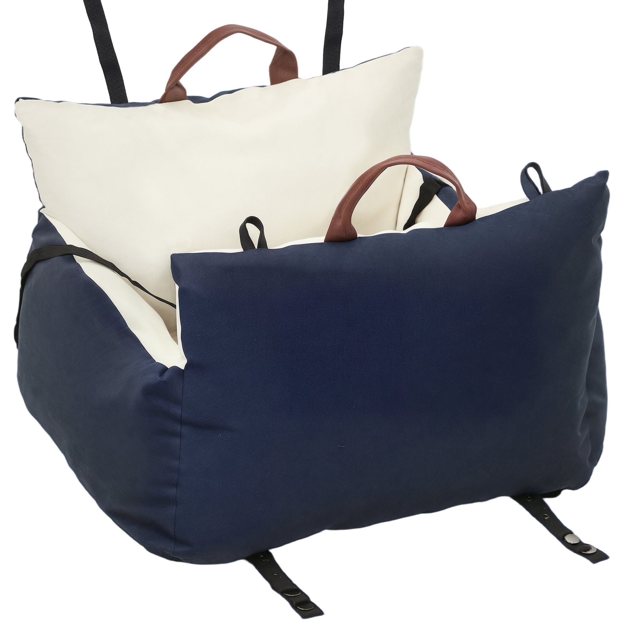 Dog Car Seat, Cosy Pet Car Booster Seat for Small Dogs Under 5kg, Portable Travel Bed with Safety Belts, Navy Blue